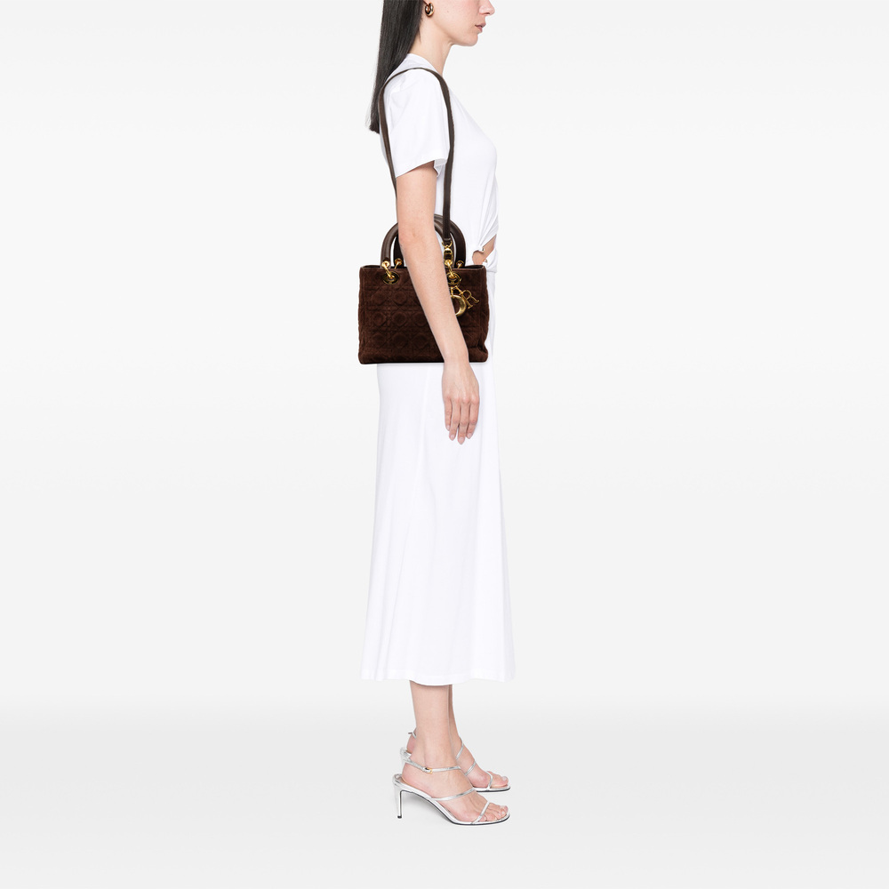 Pre-Loved Dior Medium Suede Cannage Lady Dior - Picture 7 of 7